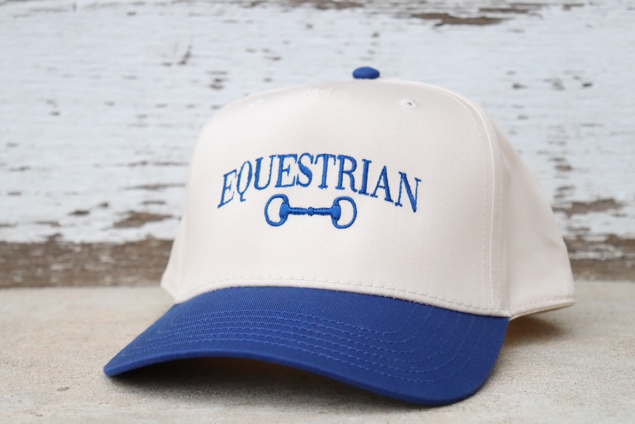Equestrian/Snaffle Bit Embroidered Canvas Hat - Royal Blue