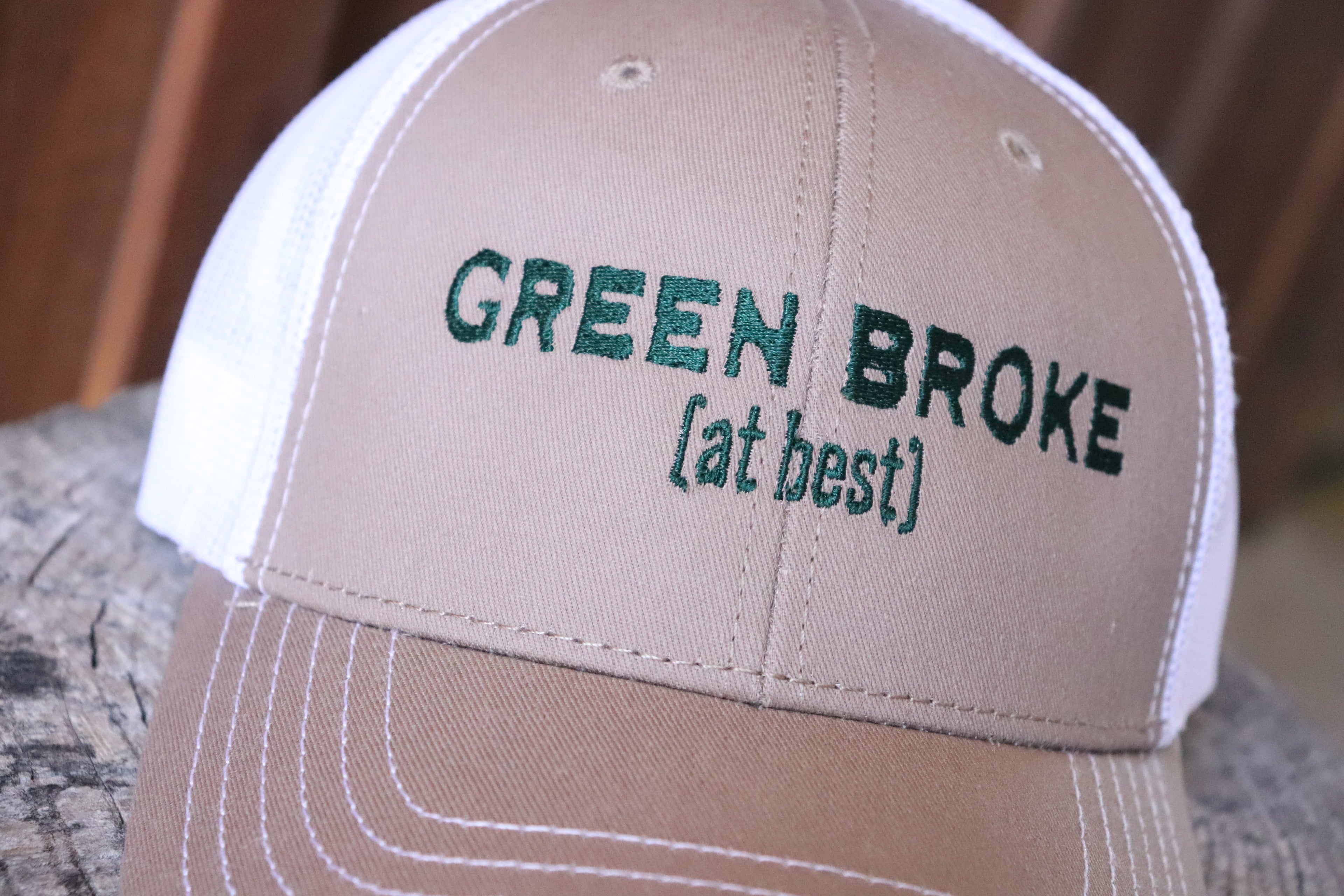 Green Broke (at best) Embroidered Hat