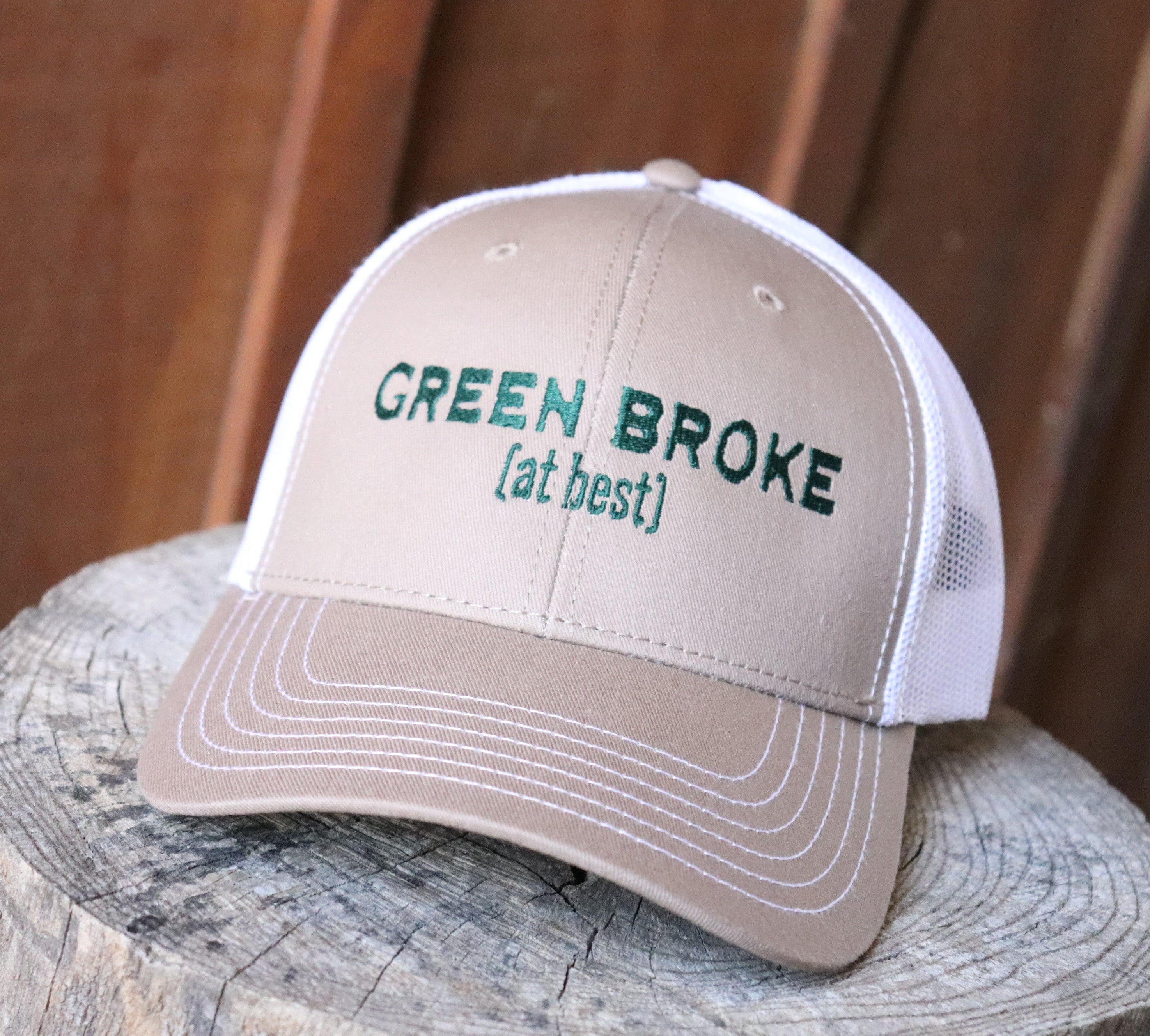 Green Broke (at best) Embroidered Hat