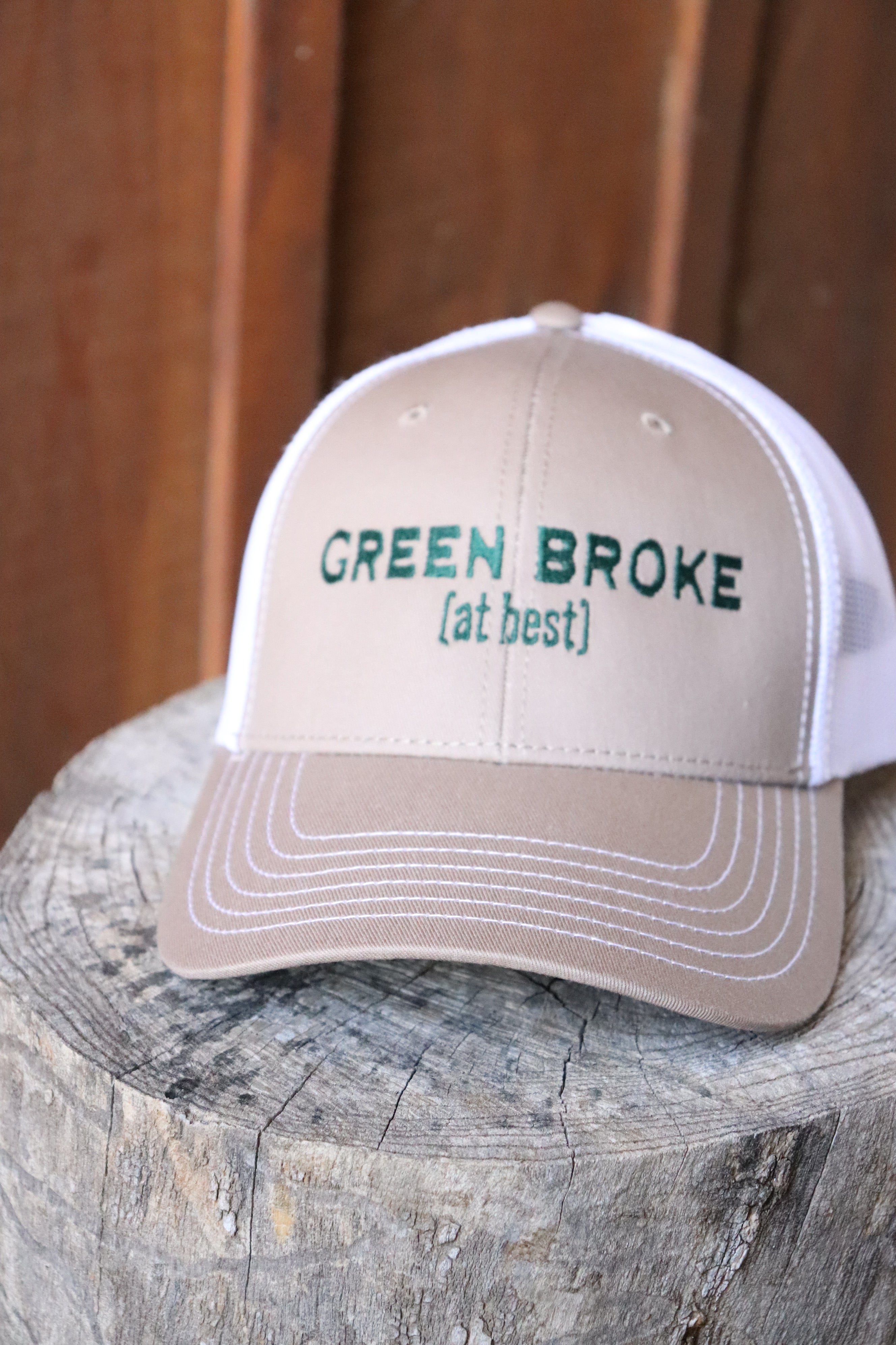 Green Broke (at best) Embroidered Hat