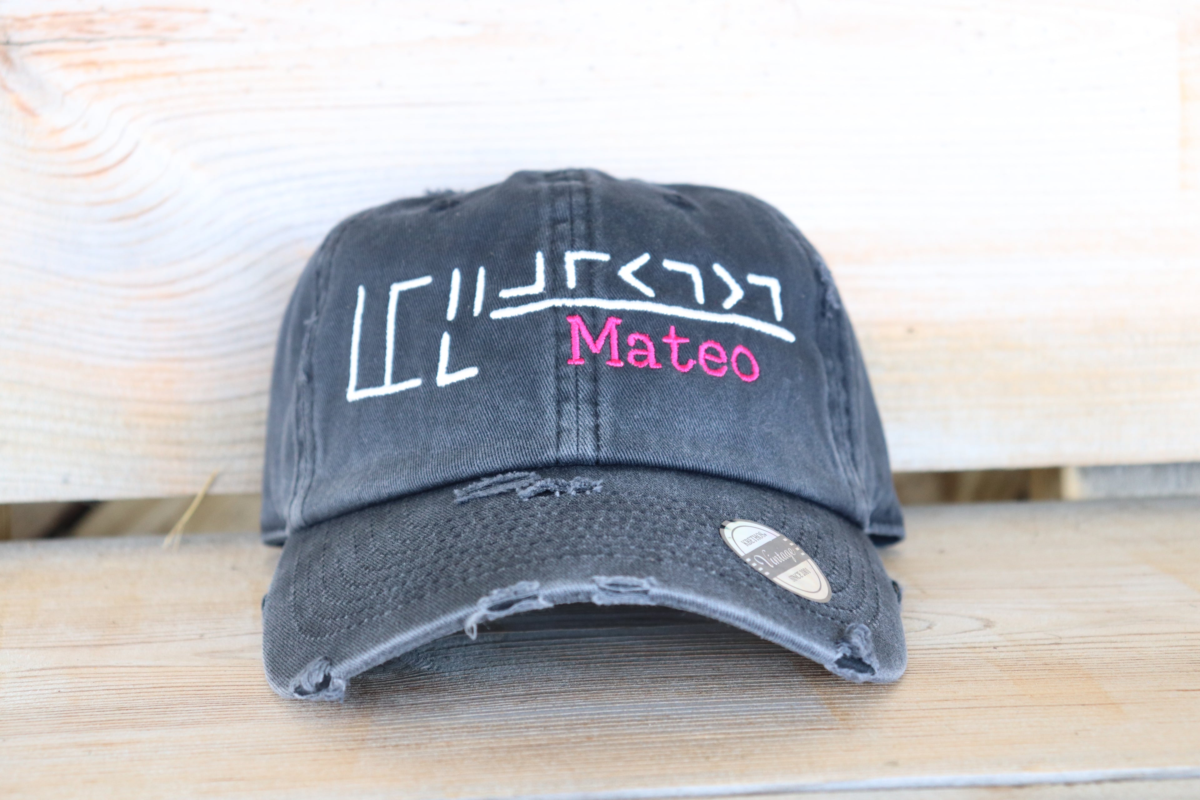 Mustang Freeze Brand and Name Distressed Unstructured Hat
