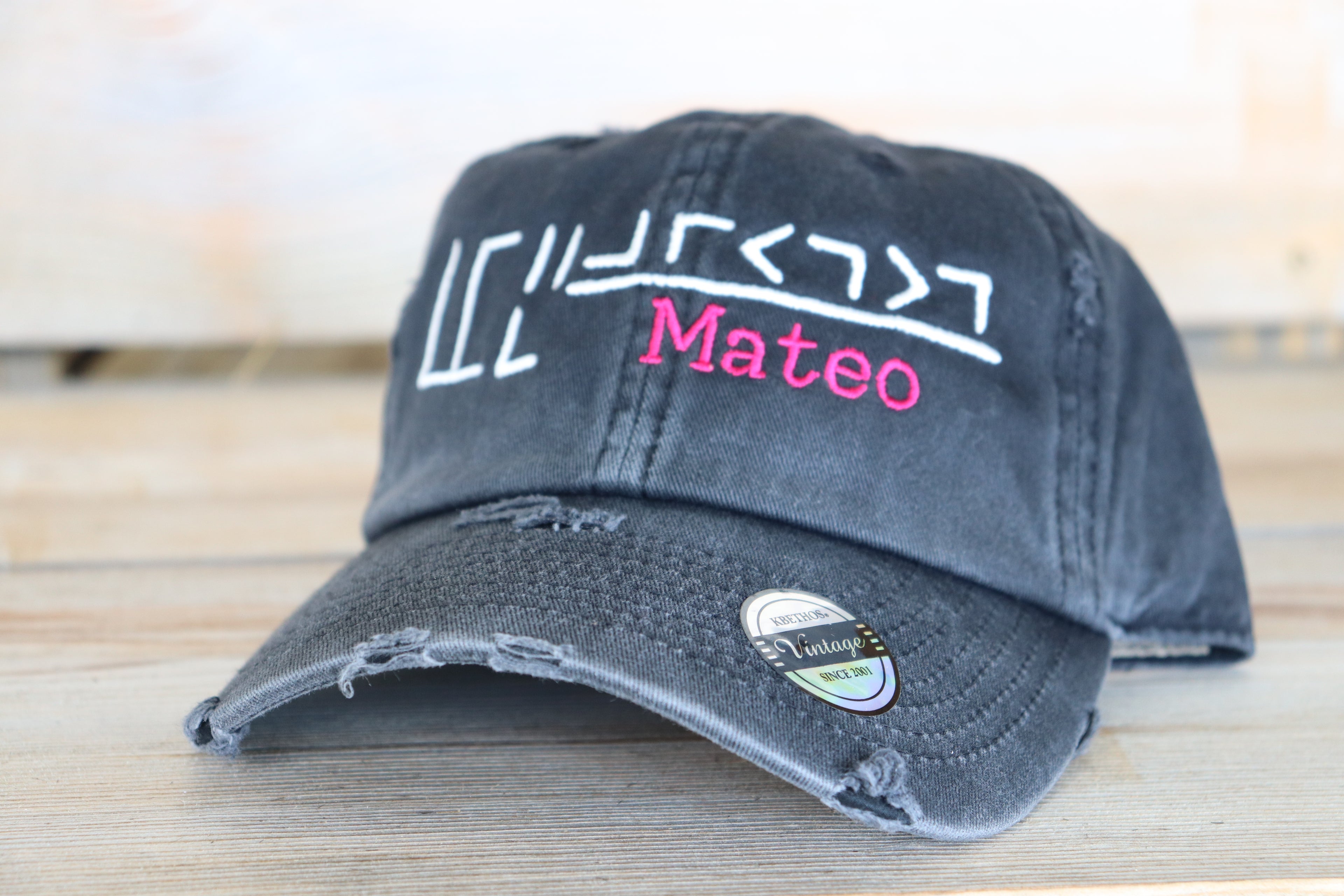 Mustang Freeze Brand and Name Distressed Unstructured Hat
