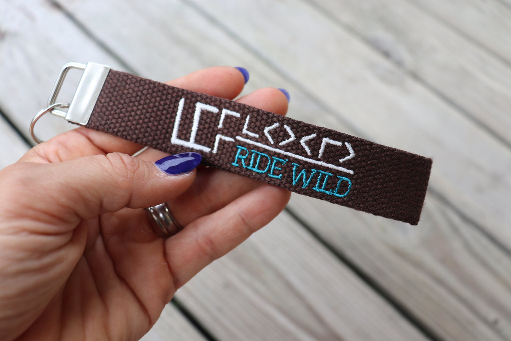 Mustang Freeze Brand Embroidered Wristlet Strap Keychain | Custom