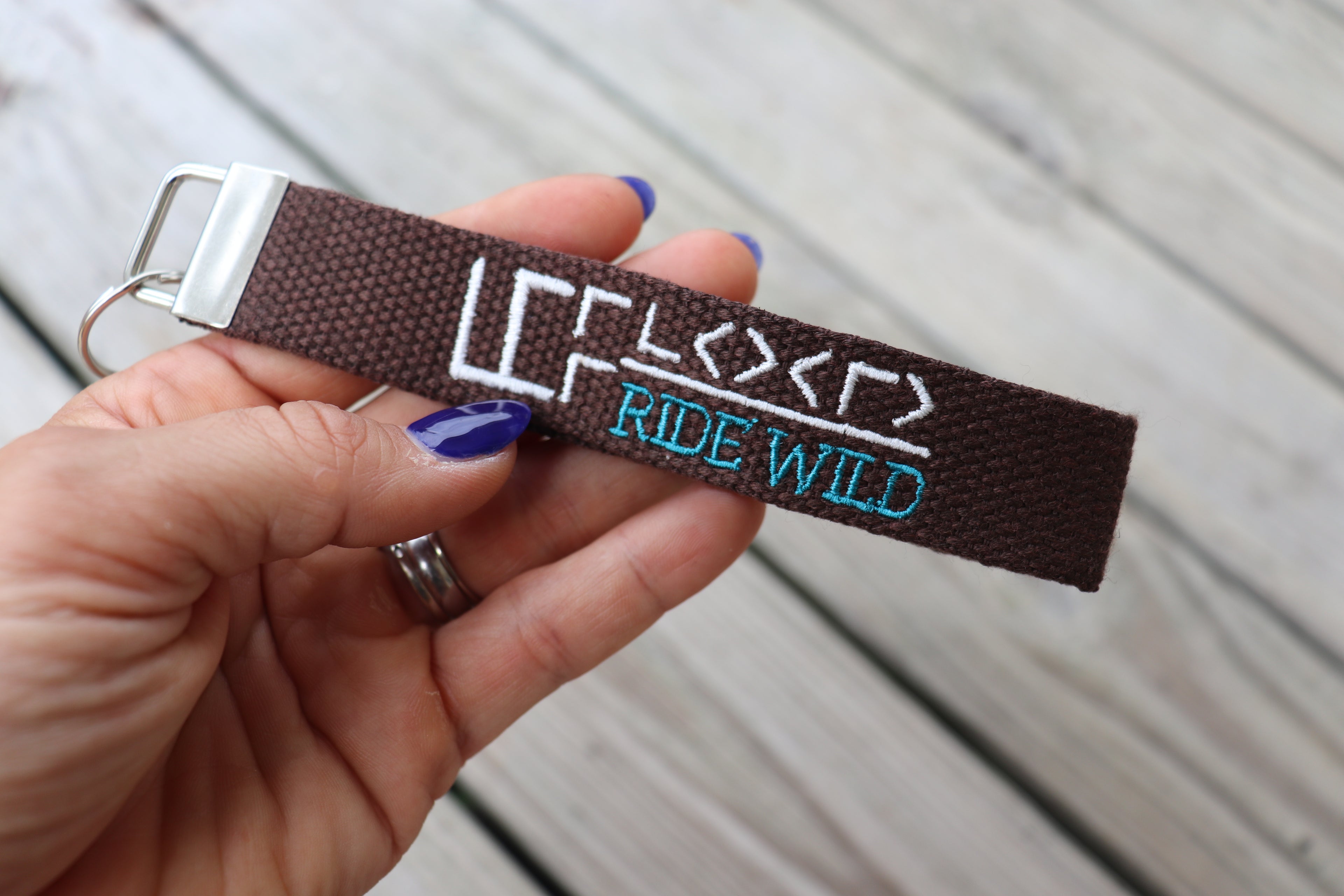 Mustang Freeze Brand Embroidered Wristlet Strap Keychain | Custom
