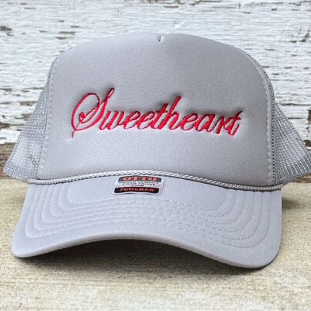 Sweetheart Foam Trucker | Grey with Red Embroidery