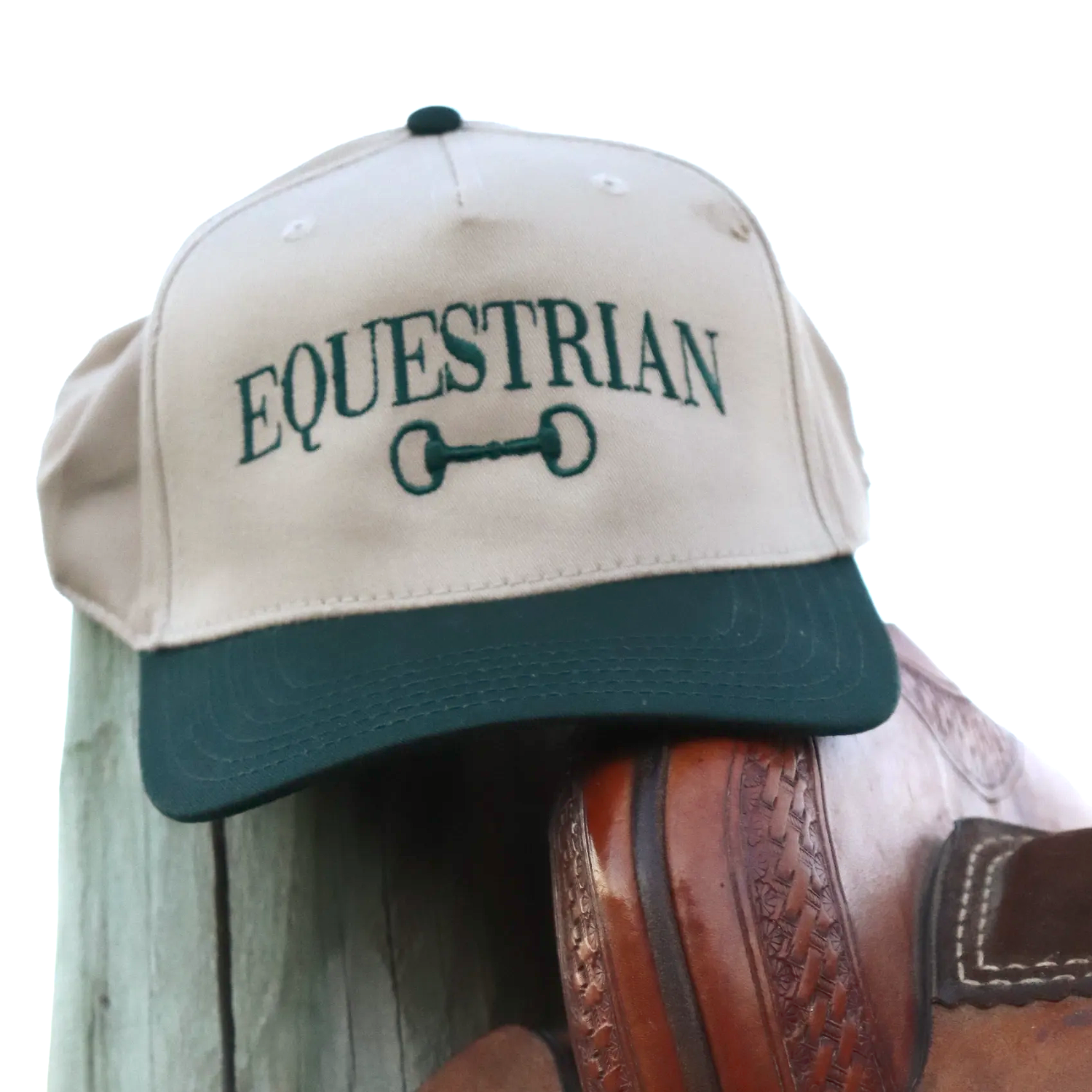 Equestrian/Snaffle Bit Embroidered Canvas Hat - Hunter Green