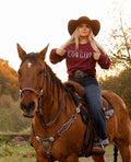 Jesus Loving Cowgirl Crewneck with optional sleeve customization